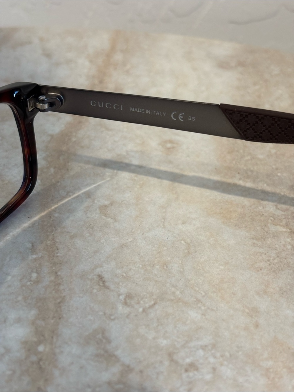 Gucci GG1054 rectangular metal and tortoise shell unisex eyeglasses - Picture 8 of 9